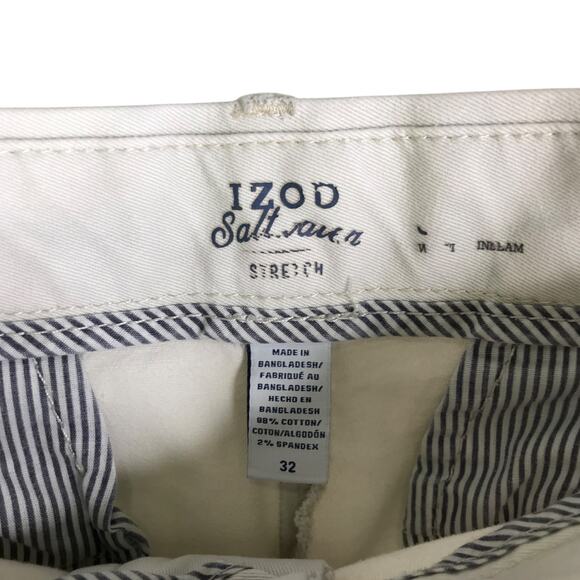 Izod Saltwear Chino Short Size 32 Light Khaki Stretch Flat Front Summer Classic - Picture 7 of 9
